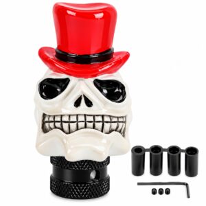 POMO DE PALANCA DE CAMBIOS CALAVERA SOMBRERO ROJO
